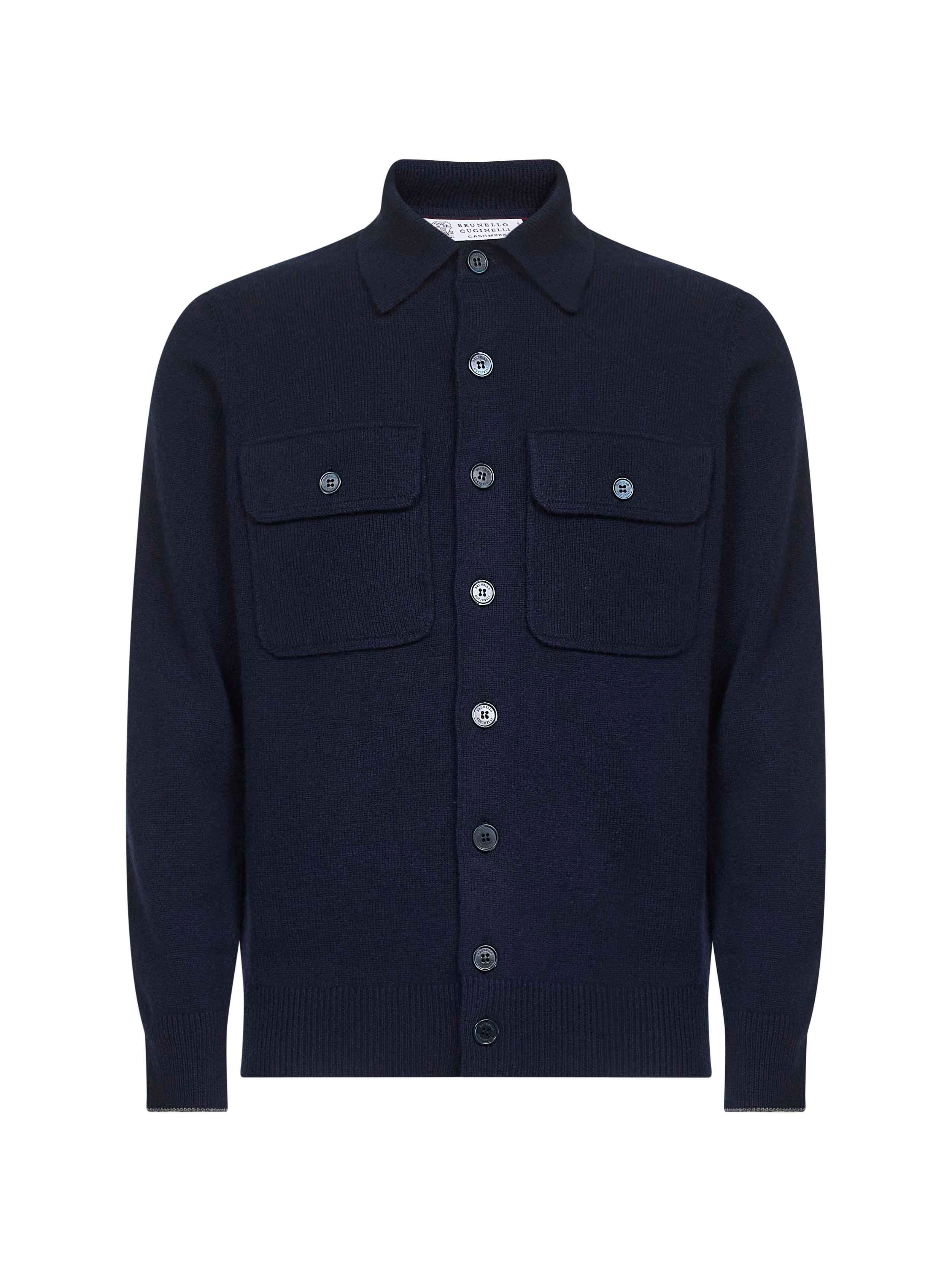 Cashmere Button-Front Cardigan — Blue