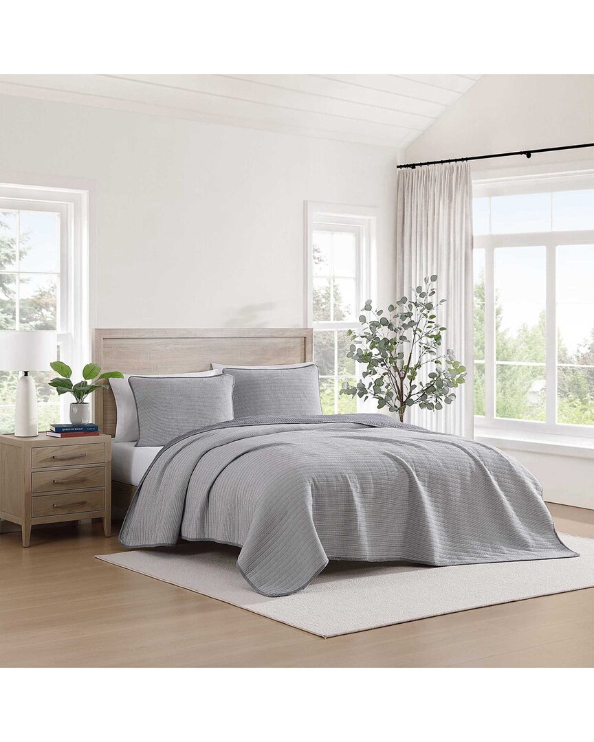 Tommy Hilfiger 136 Thread Count Ithaca Stripe Cotton Reversible Quilt Set