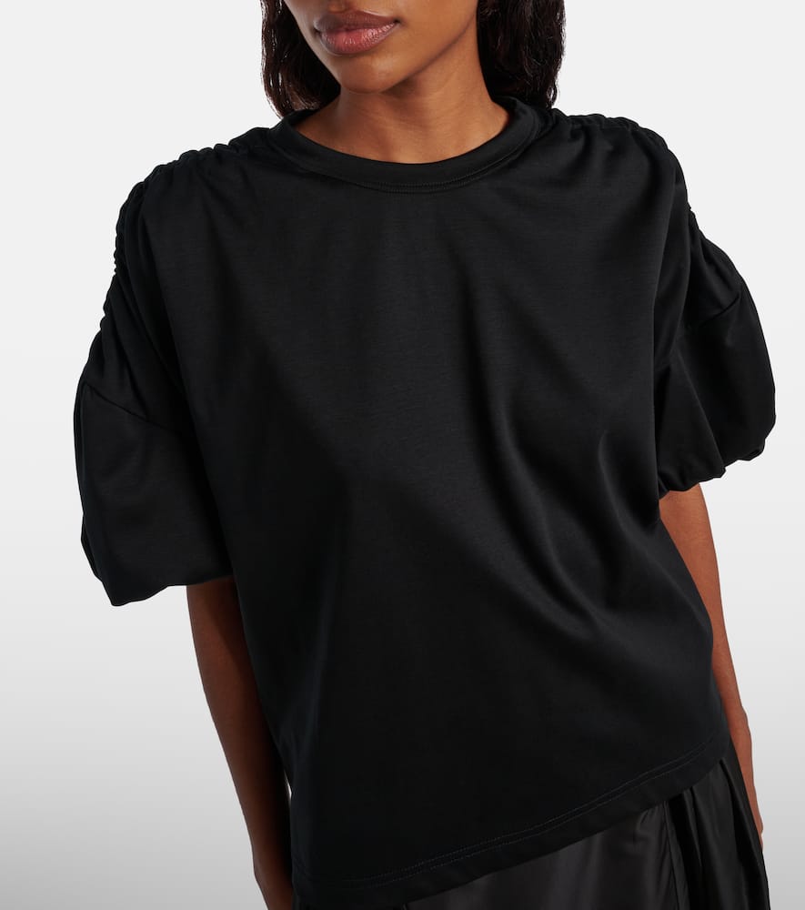 Gathered cotton jersey T-shirt