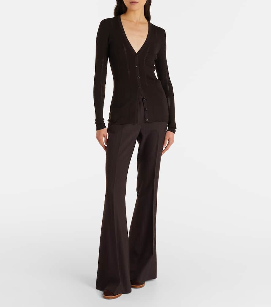 Lillian rib-knitted wool cardigan