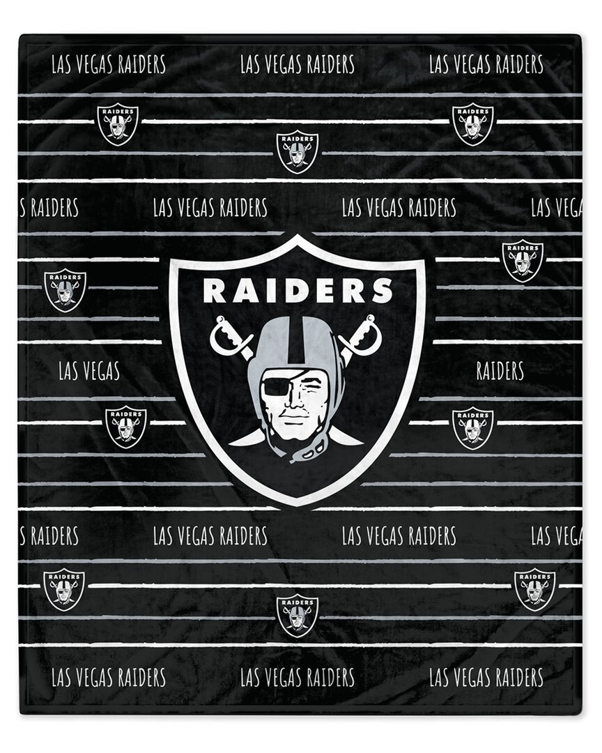 Las Vegas Raiders Nfl Team Center Stripe Logo Fleece Throw