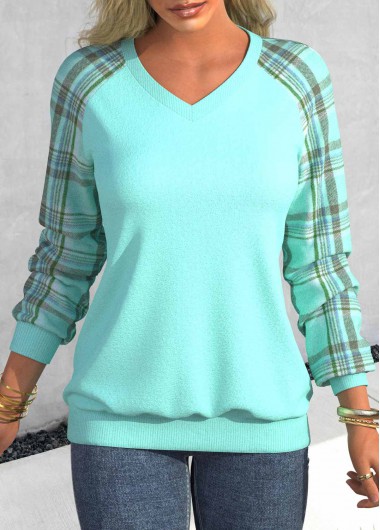 Modlily Dusty Pink Tartan Print Long Sleeve Sweatshirt