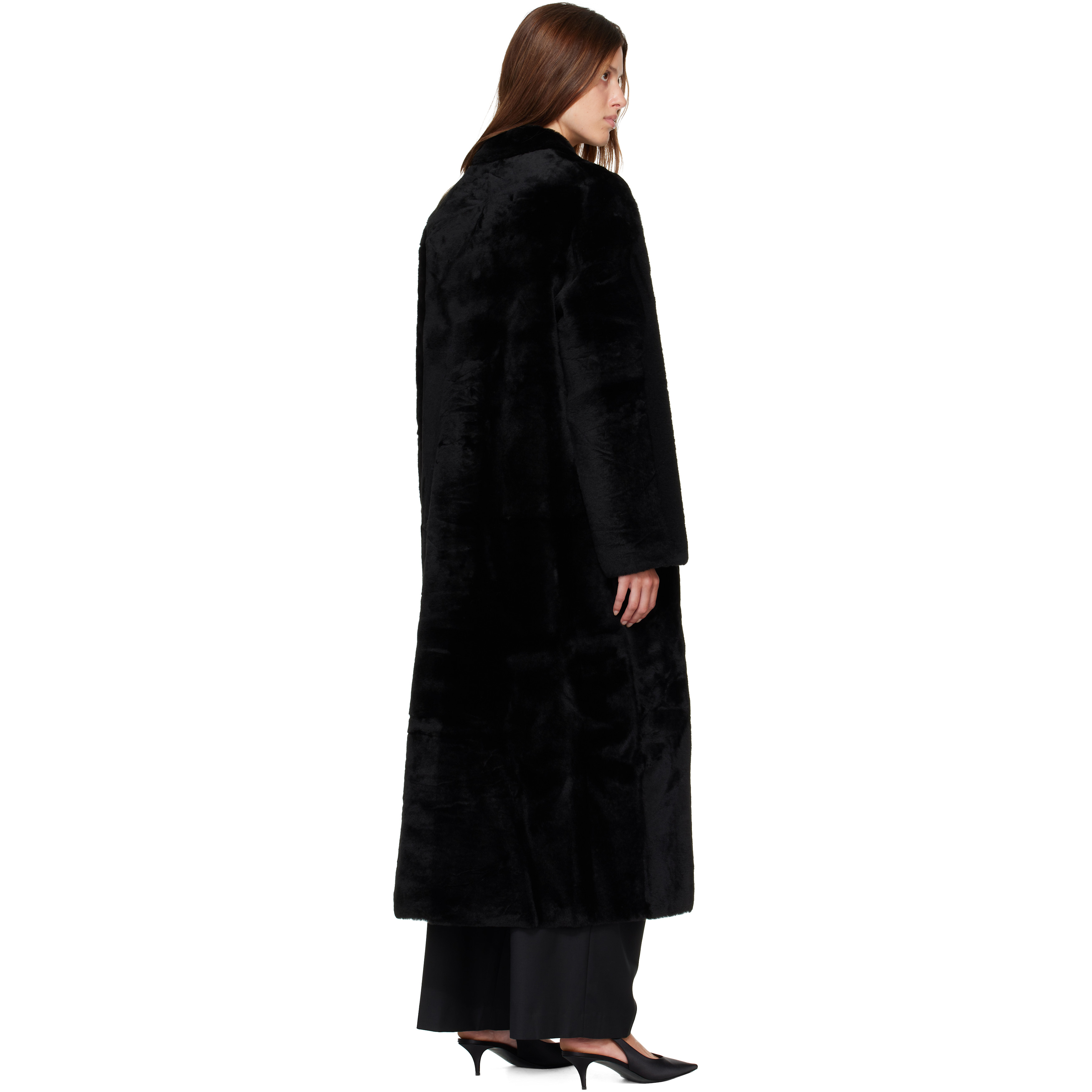 Black Naca Relaxed Fit Shearling Coat