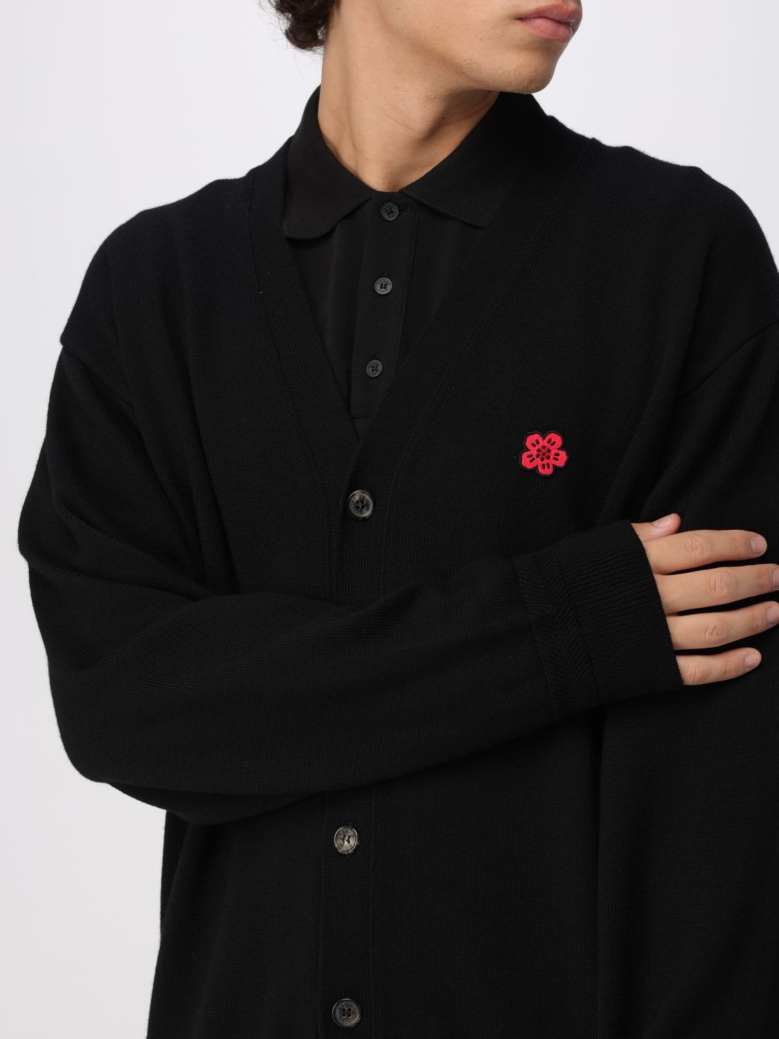 Embroidered-motif cardigan - Black