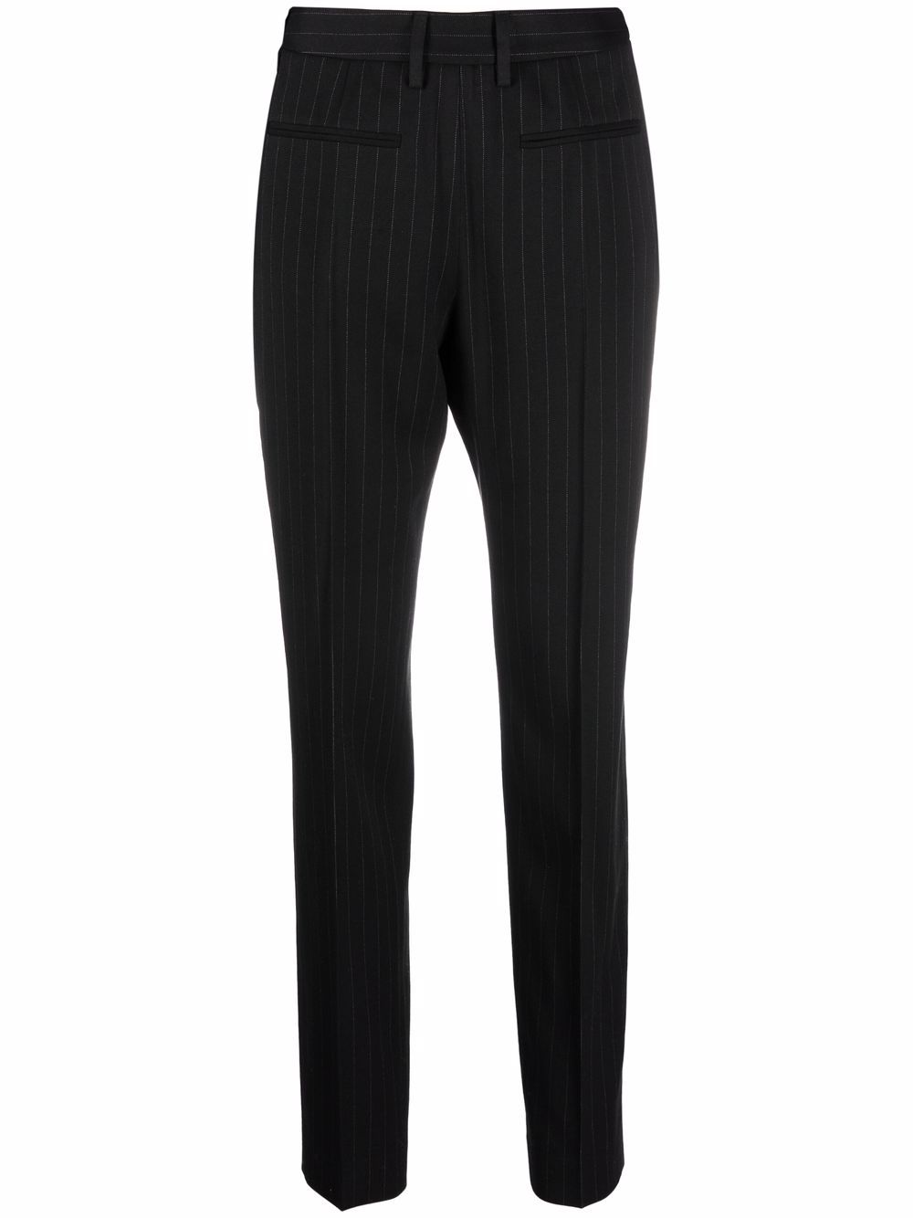 Pinstriped slim-cut trousers - Black