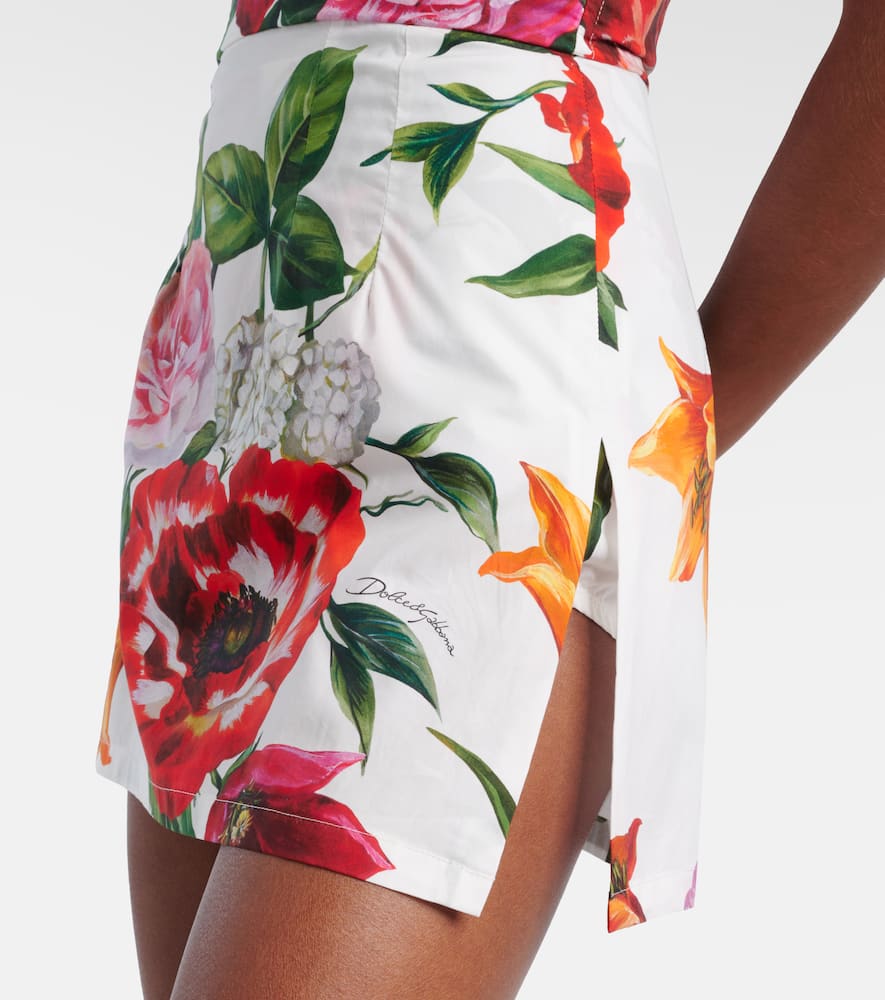 Floral cotton poplin bustier dress
