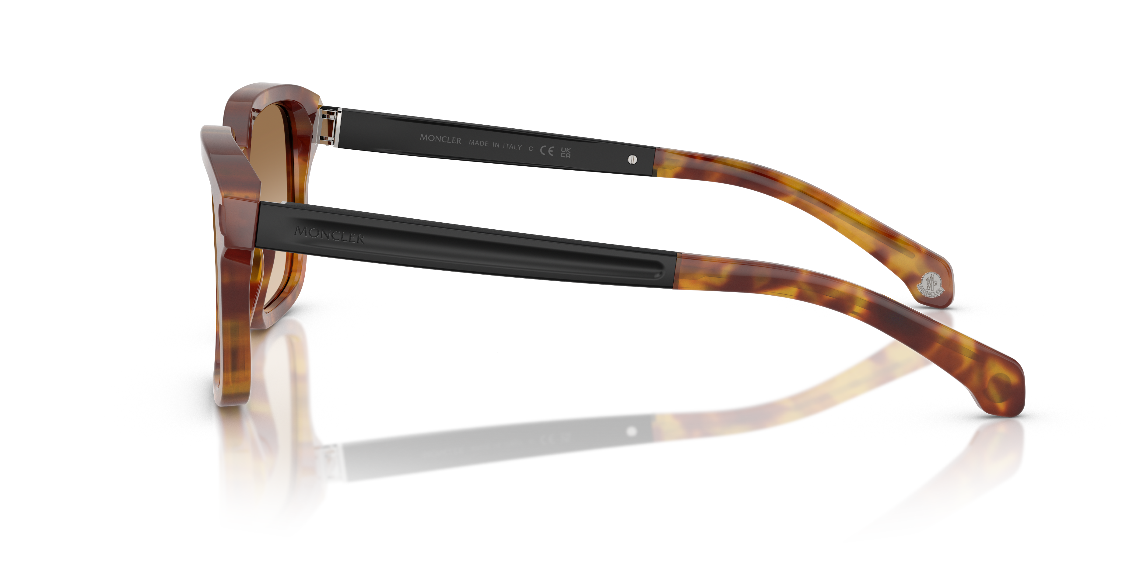 Moncler Unisex Moncler ME6006 QUADERNA 301189 Sunglasses Acetate Turtle Brown Squared Normal Nuanced