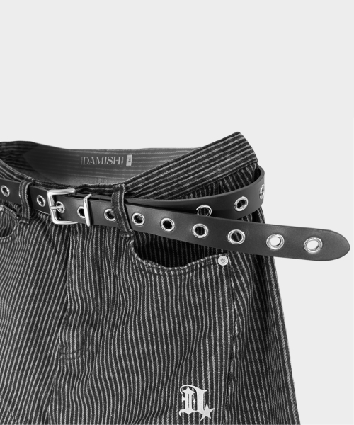 Double Hole Leather Belt_Black