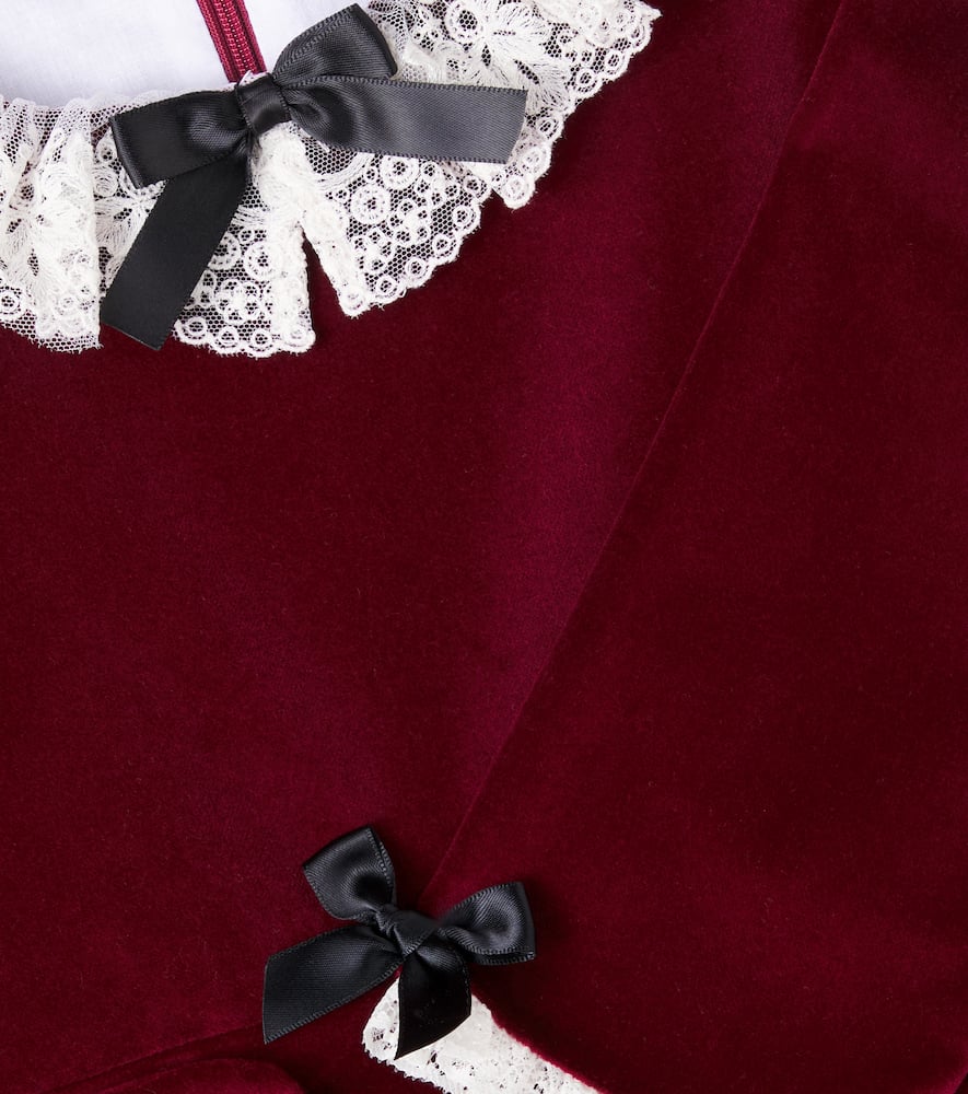 Eva lace-trimmed cotton velvet dress