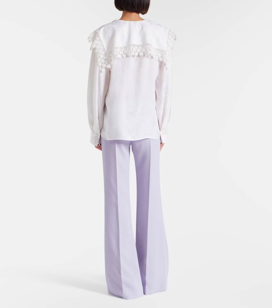 Chloé Lace-trimmed floral jacquard silk blouse