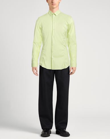 Man Shirt Light green Size 36 Cotton, Polyamide, Elastane