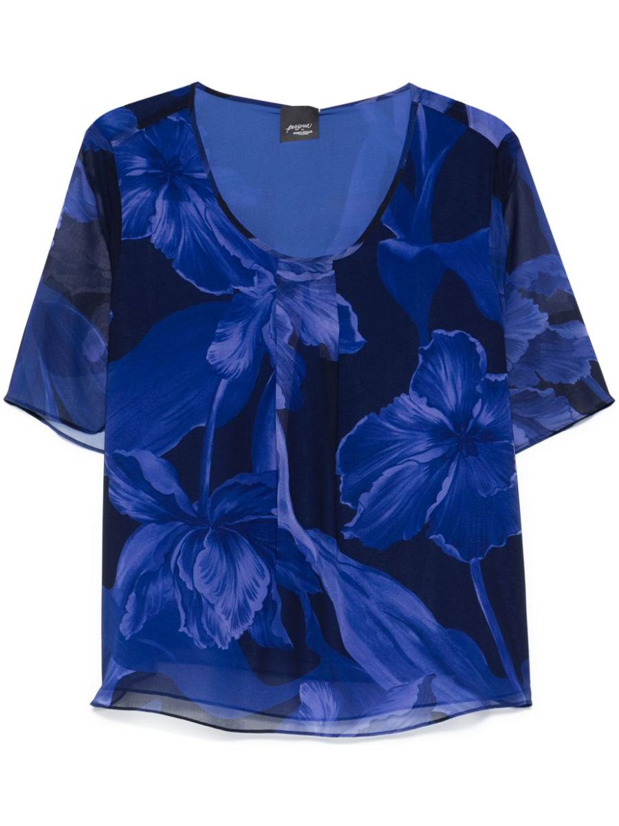 Blue 'Pegola' Blouse With Floral Print