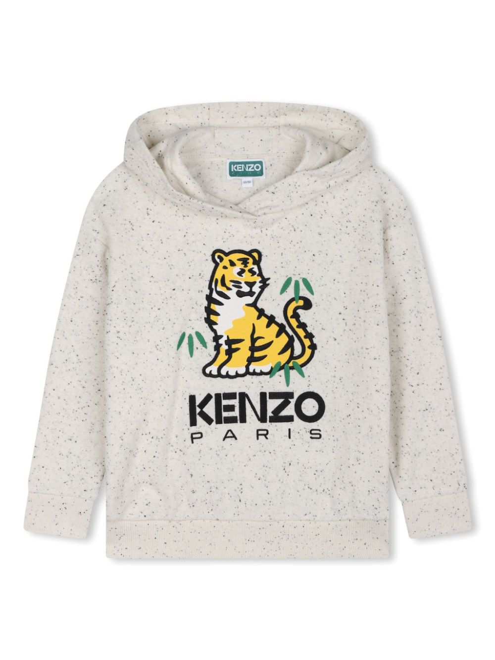 Tiger-embroidered terry-cloth hoodie - Neutrals