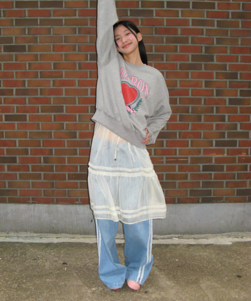 SIDE LACE TRACK DENIM PANTS LIGHT BLUE