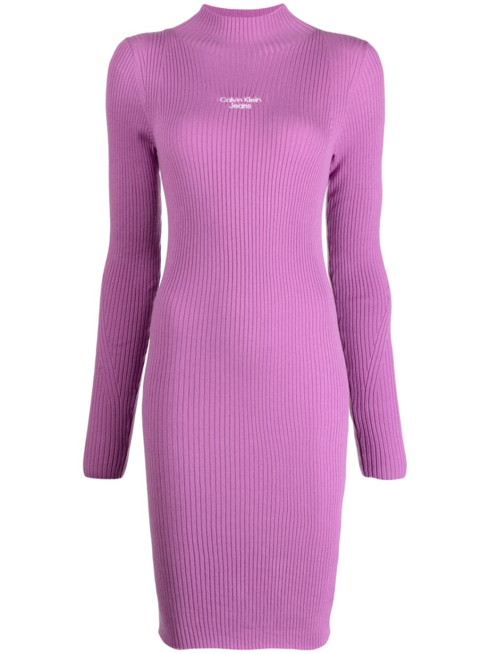 Logo-embroidered knit dress - Black