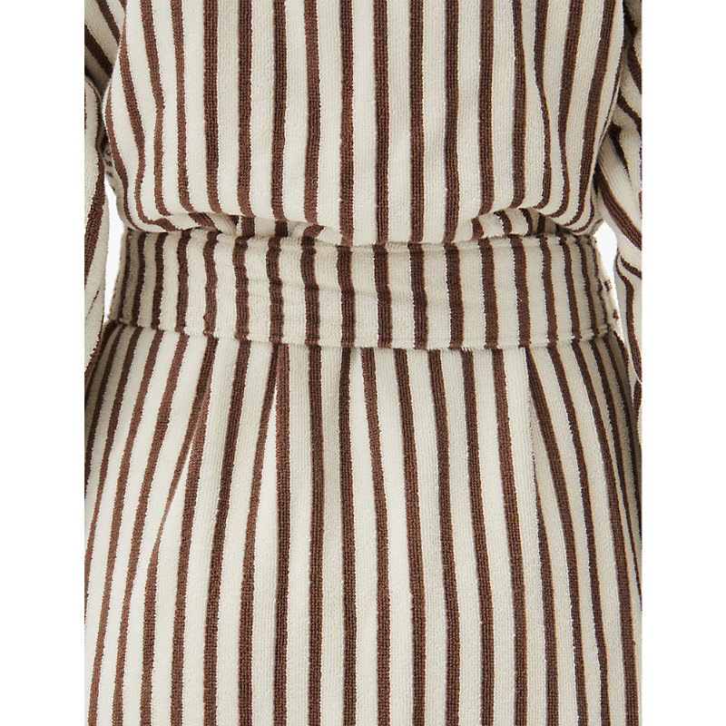 Womens Hooded Striped Organic-Cotton Robe