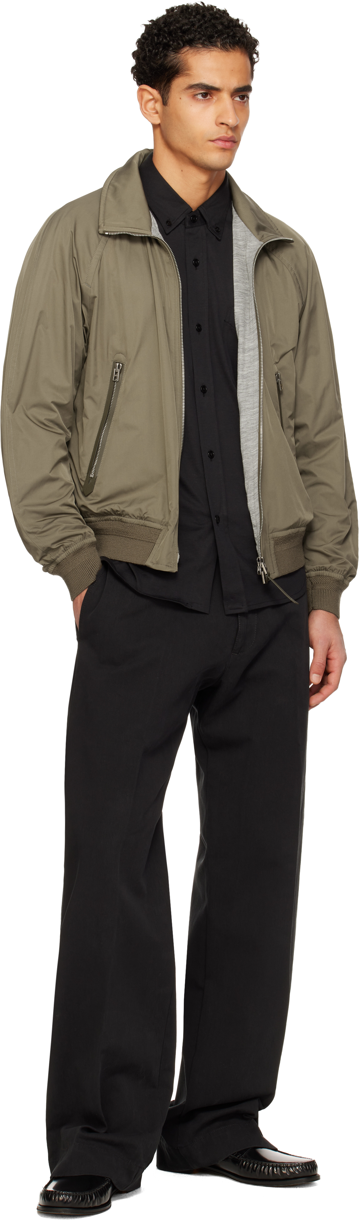 Khaki Techno Poplin Cashmere-Lined Jacket