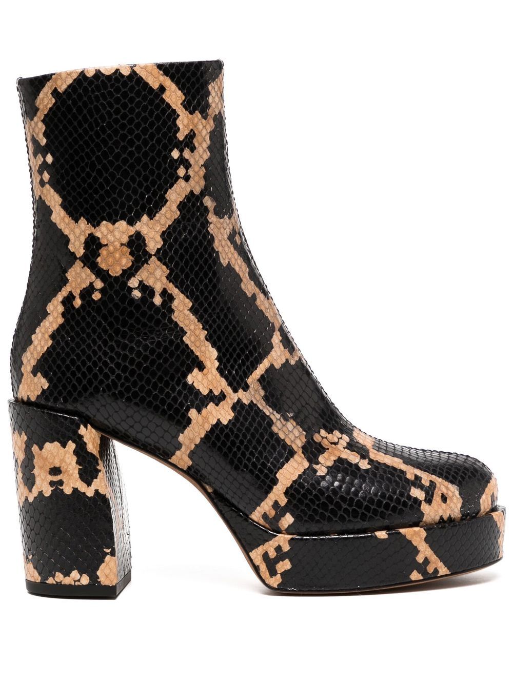 Snake-print platform boots - Black