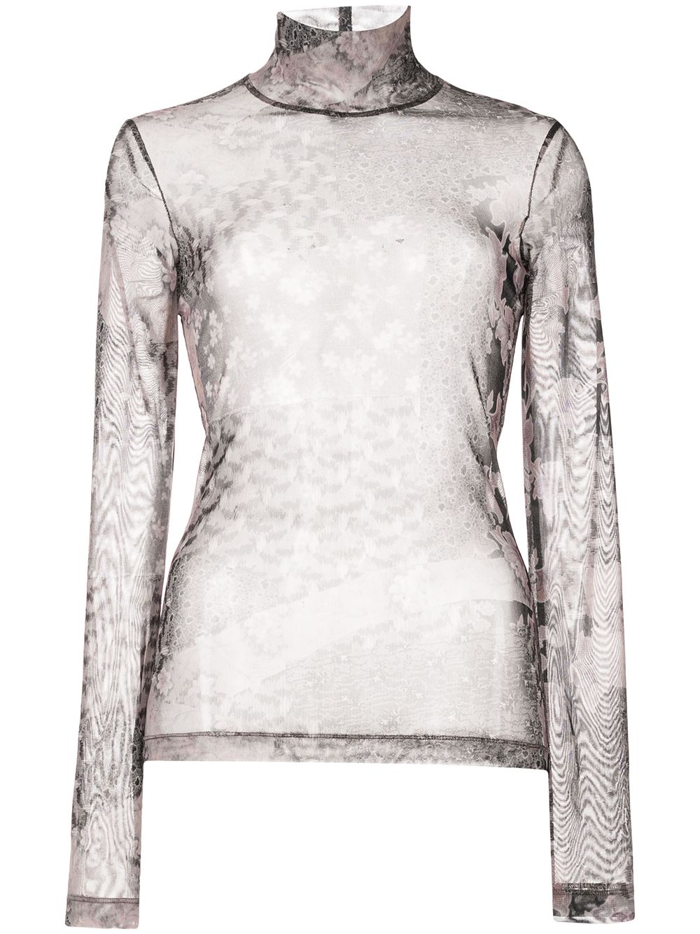 Collage-print mesh T-shirt - Grey