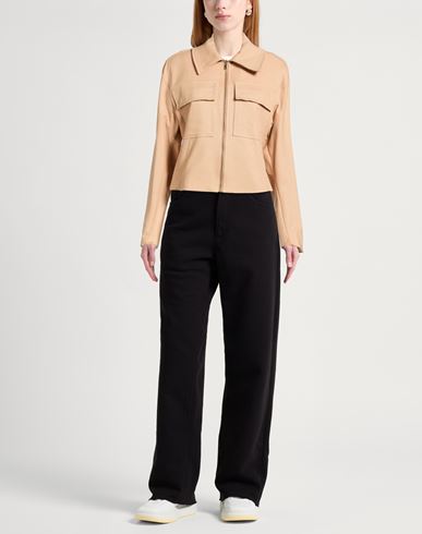 Woman Jacket Sand Size 6 Cotton, Elastane