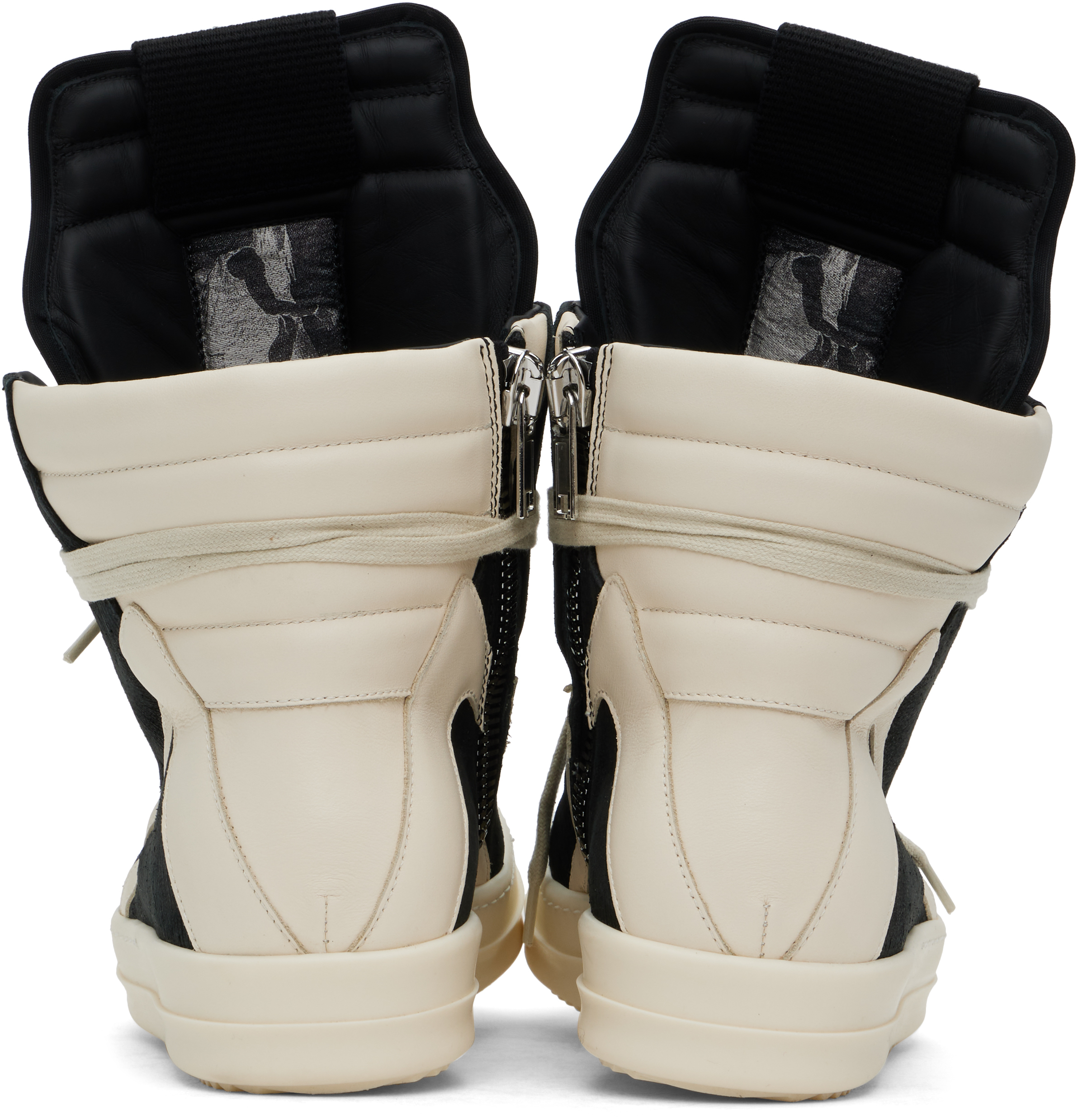 Rick Owens Black & Off-White Hollywood Geobasket Sneakers