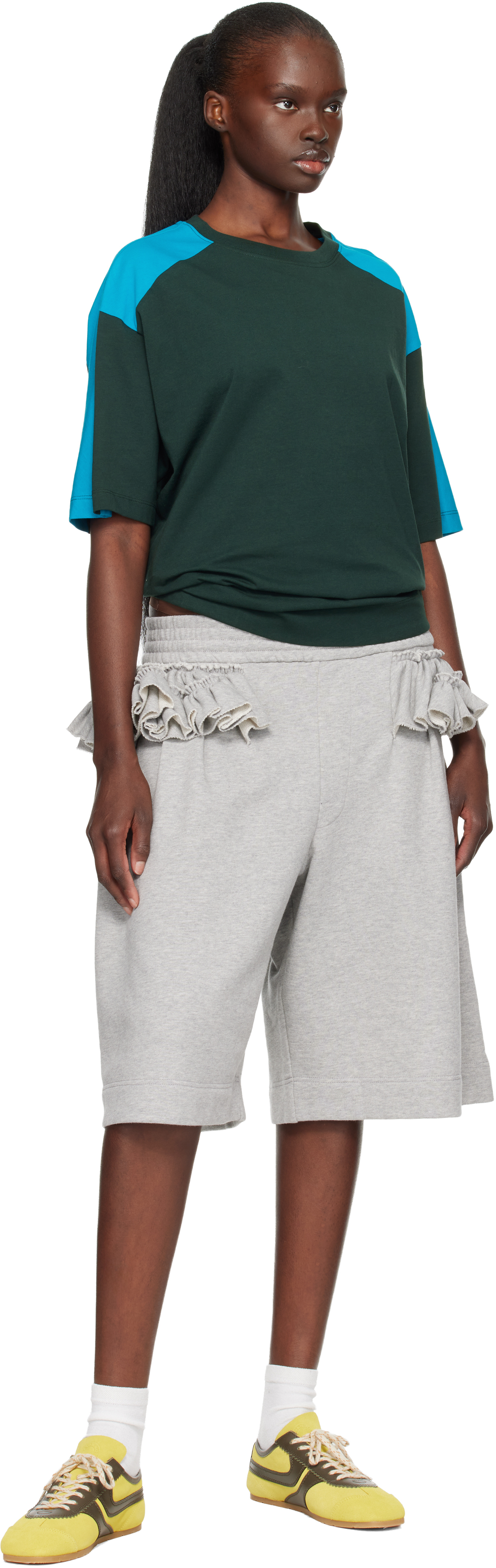 Gray Loose Ruffled Shorts
