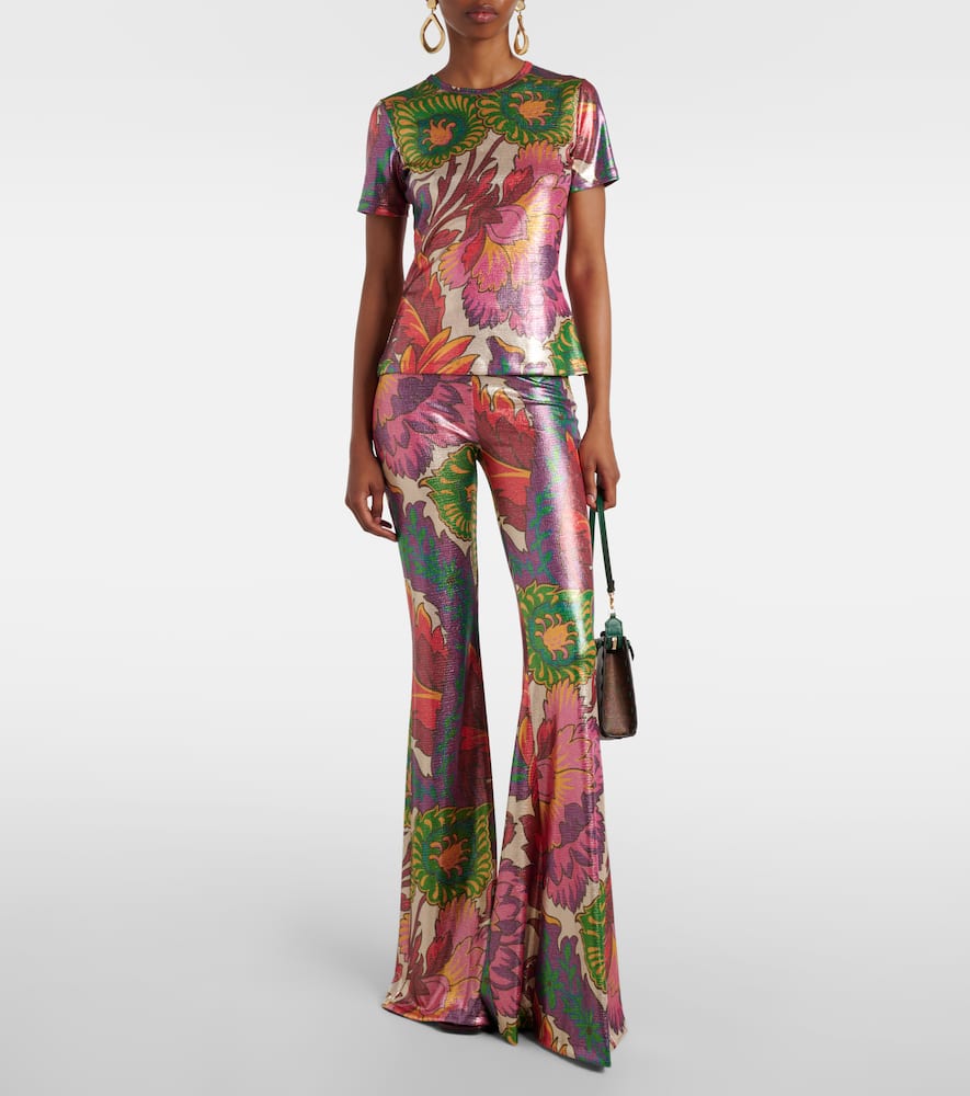 Semi-sheer flared jersey pants