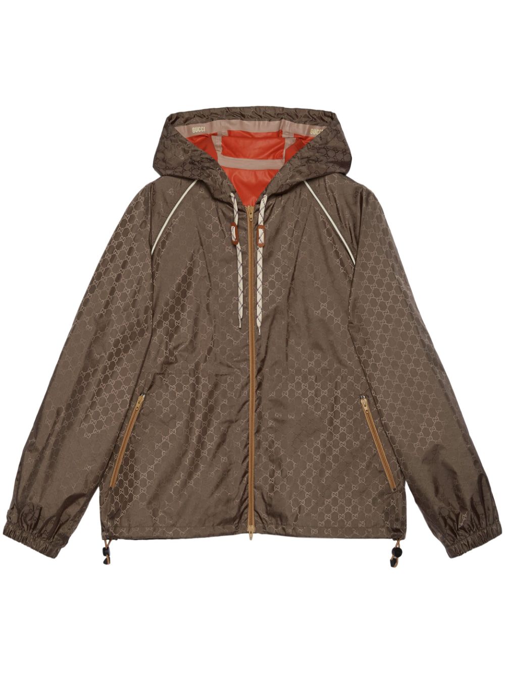 Double G slouch-hood jacket - Brown