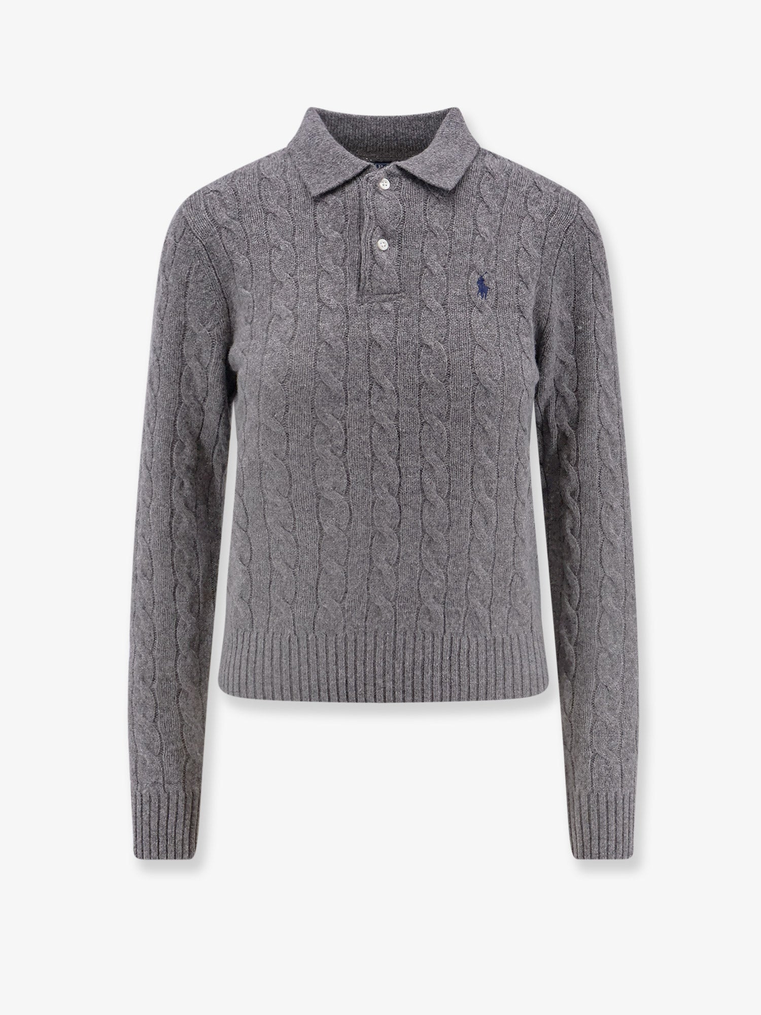 Braided Knit Wool-Cashmere Sweater — Gray