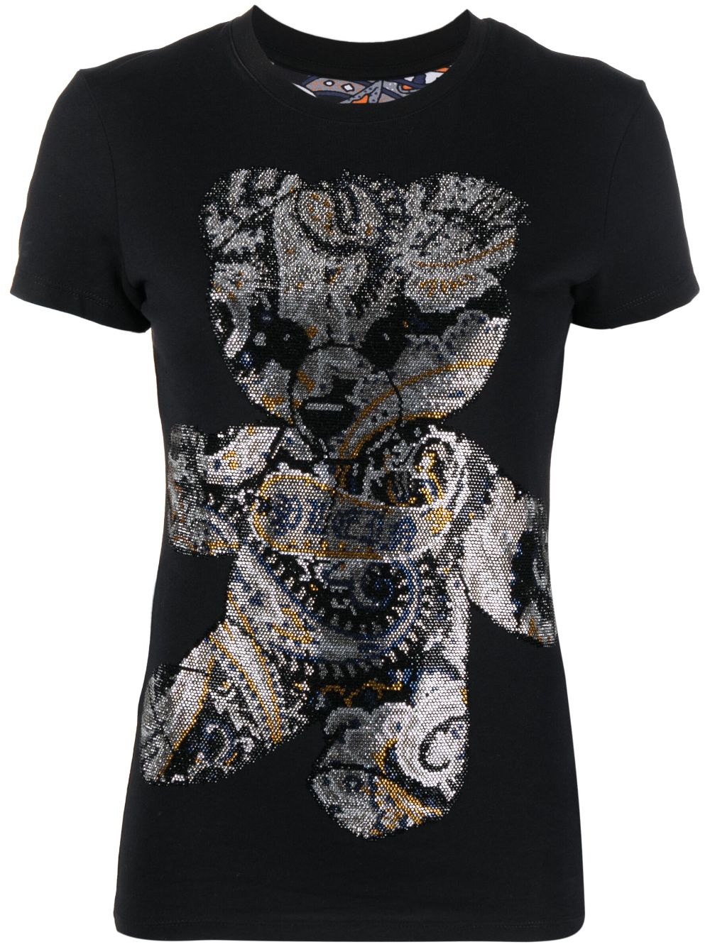 Teddy bear rhinestone-embellished T-shirt - Black
