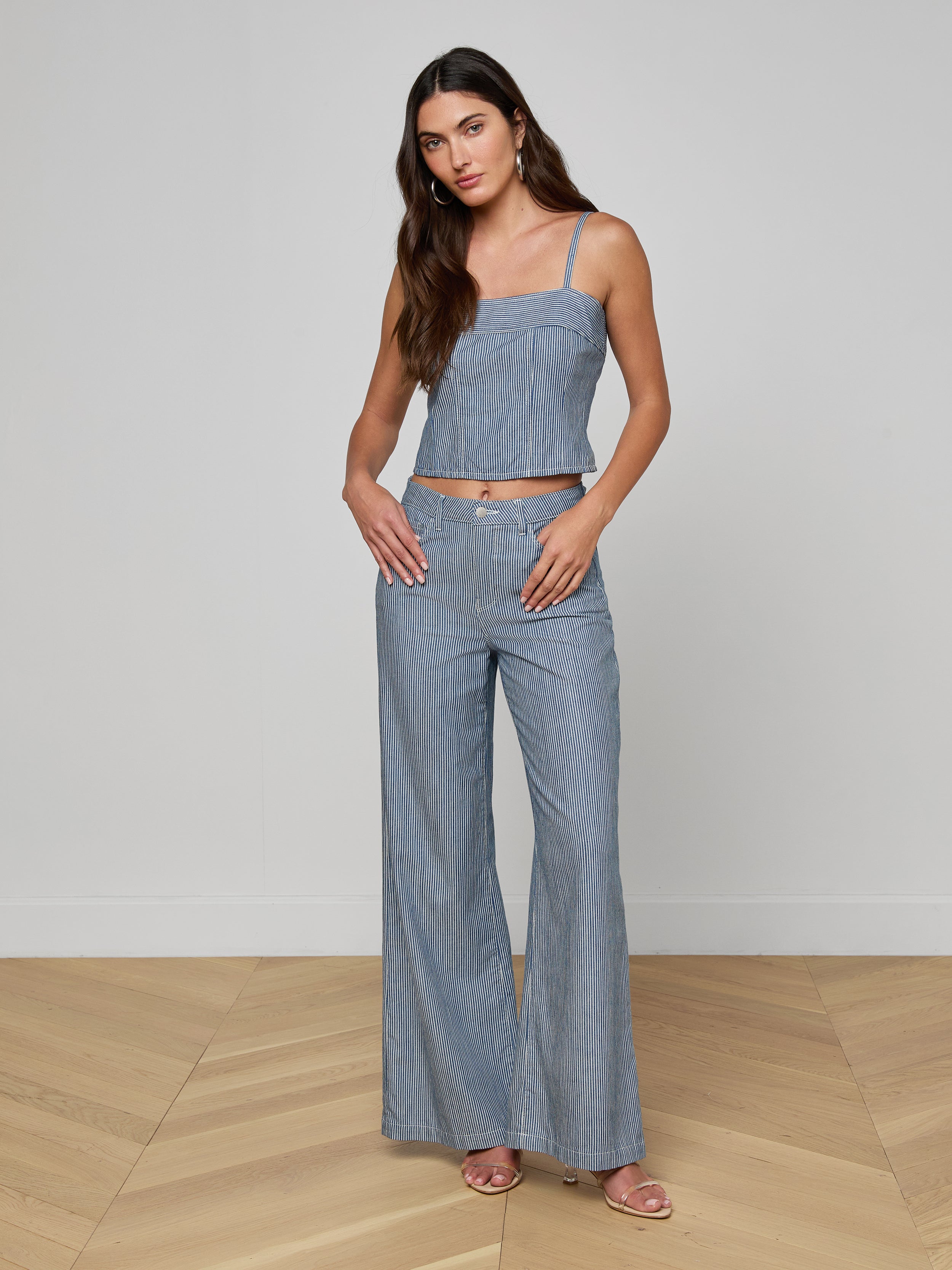 Arlin Tank Top In Azure Blue Stripe