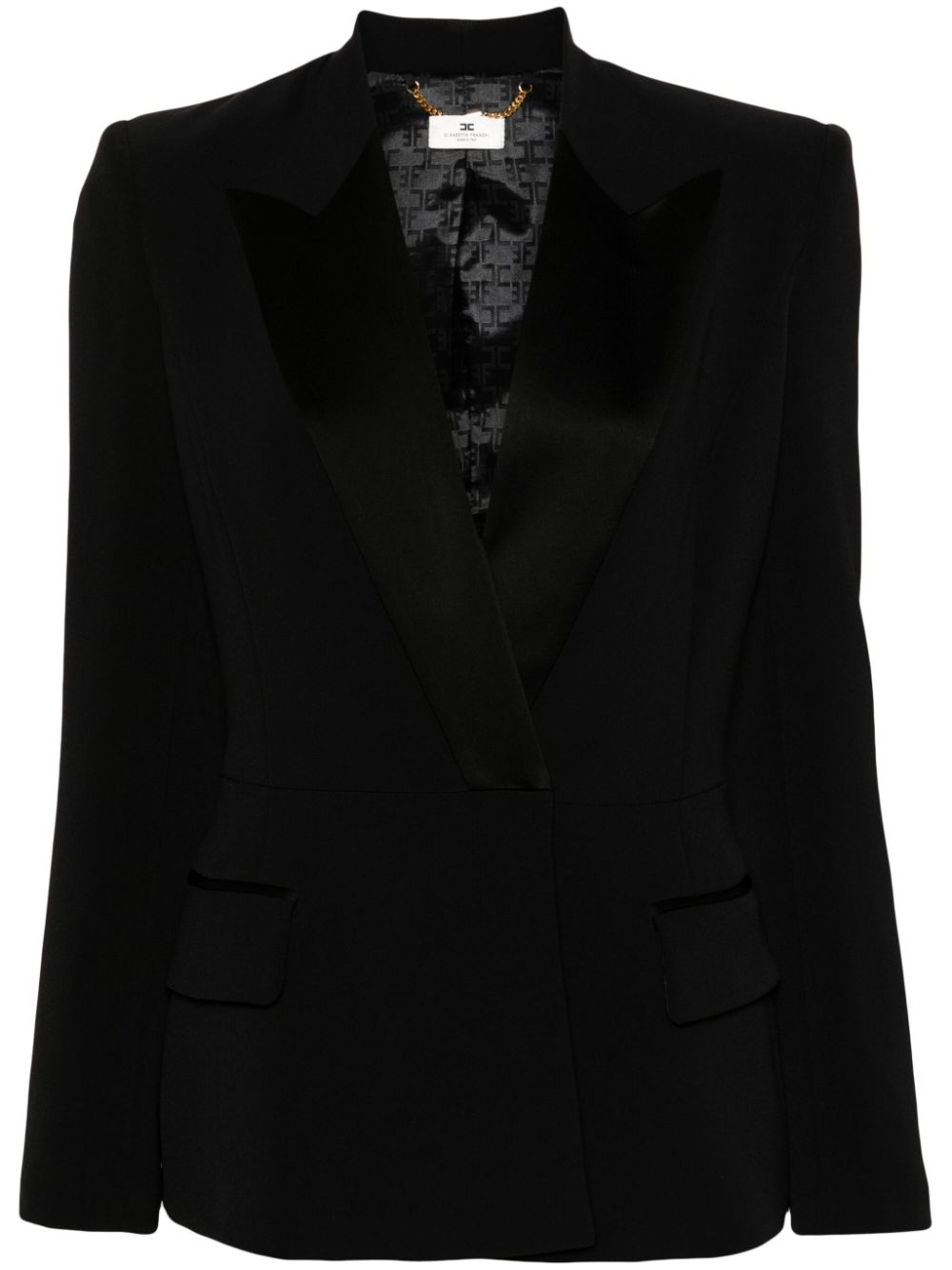 Crepe double-breasted jacket - Black