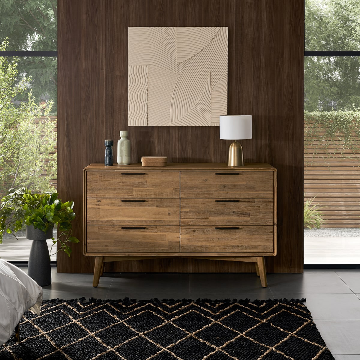 Seb 6-Drawer Wooden Dresser by Mid-Century Style, Multi Color