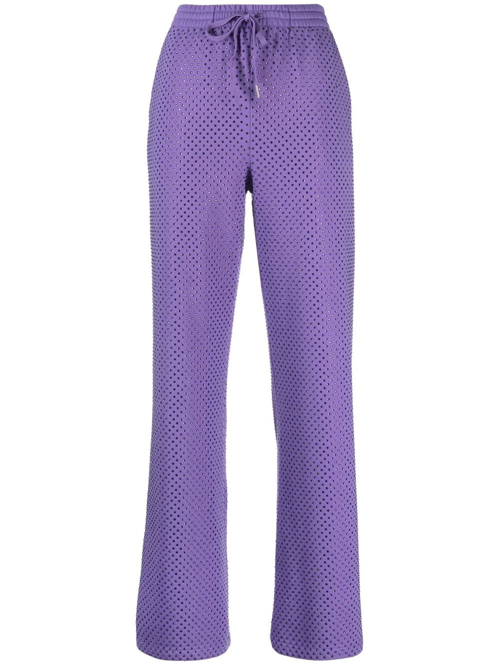 Mesh-design cotton-blend trousers - Purple