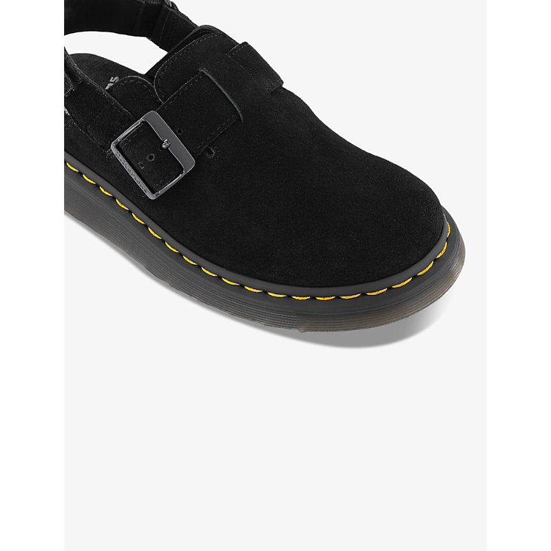 Womens Black Jorge II Suede Flat Leather Mules