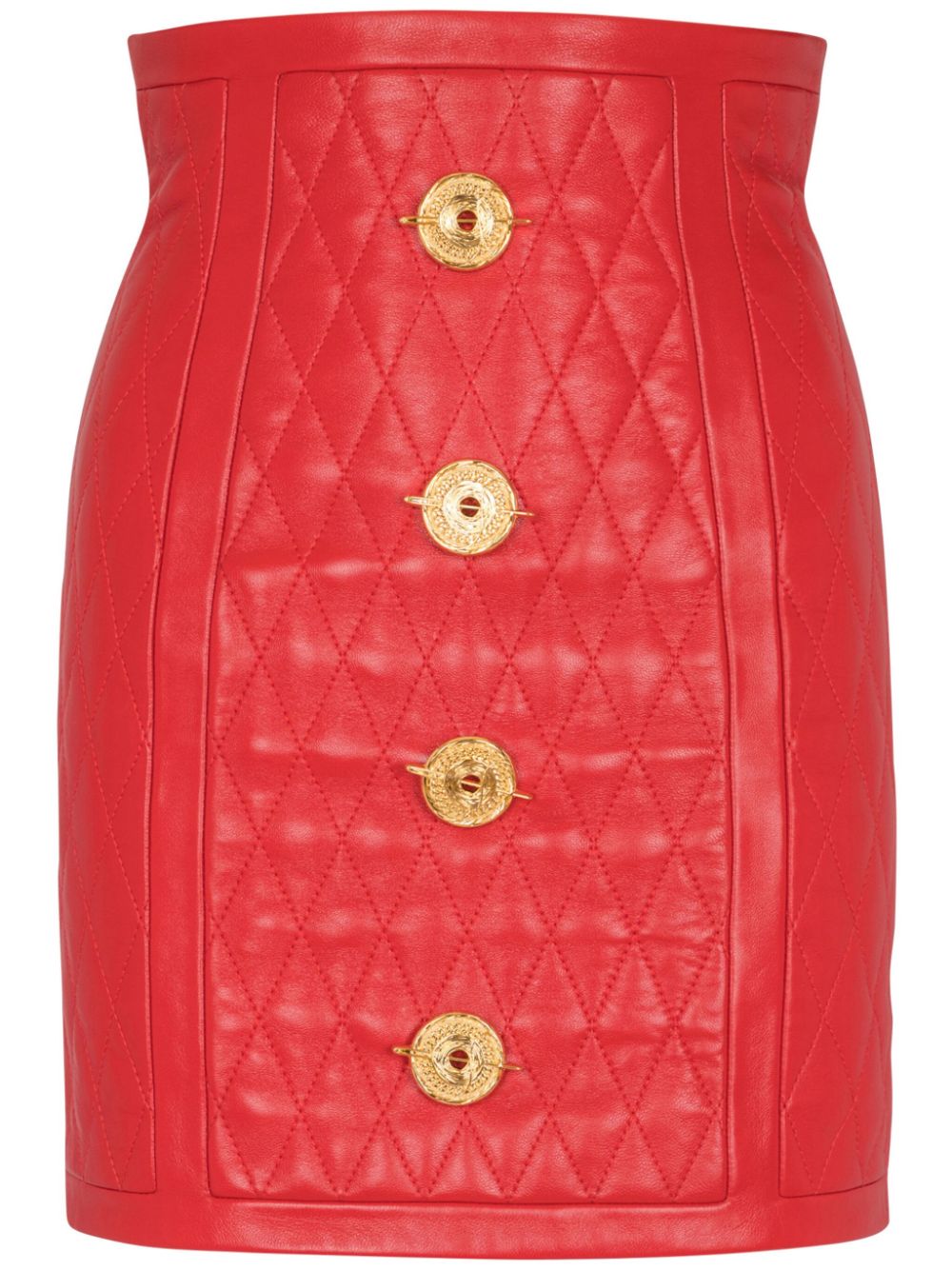 Quilted leather mini skirt - Red