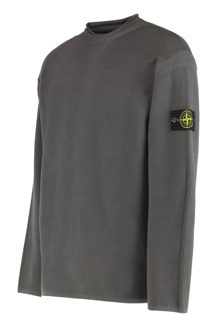 Grey Logo Badge Knitted Sweater