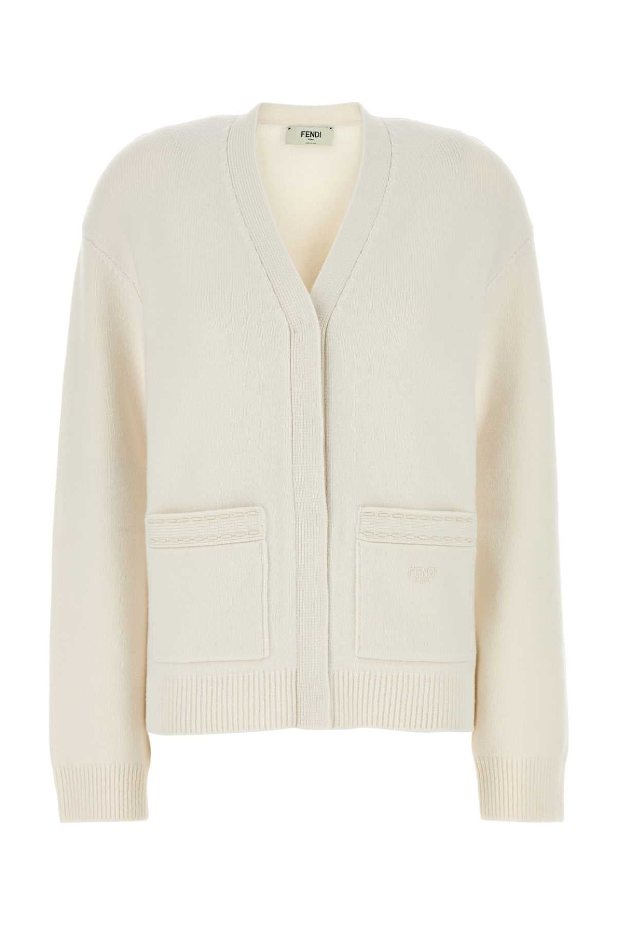 Cashmere Nylon Cardigan — White