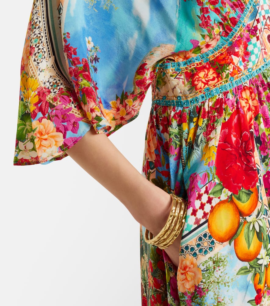 Embellished printed silk maxi dress