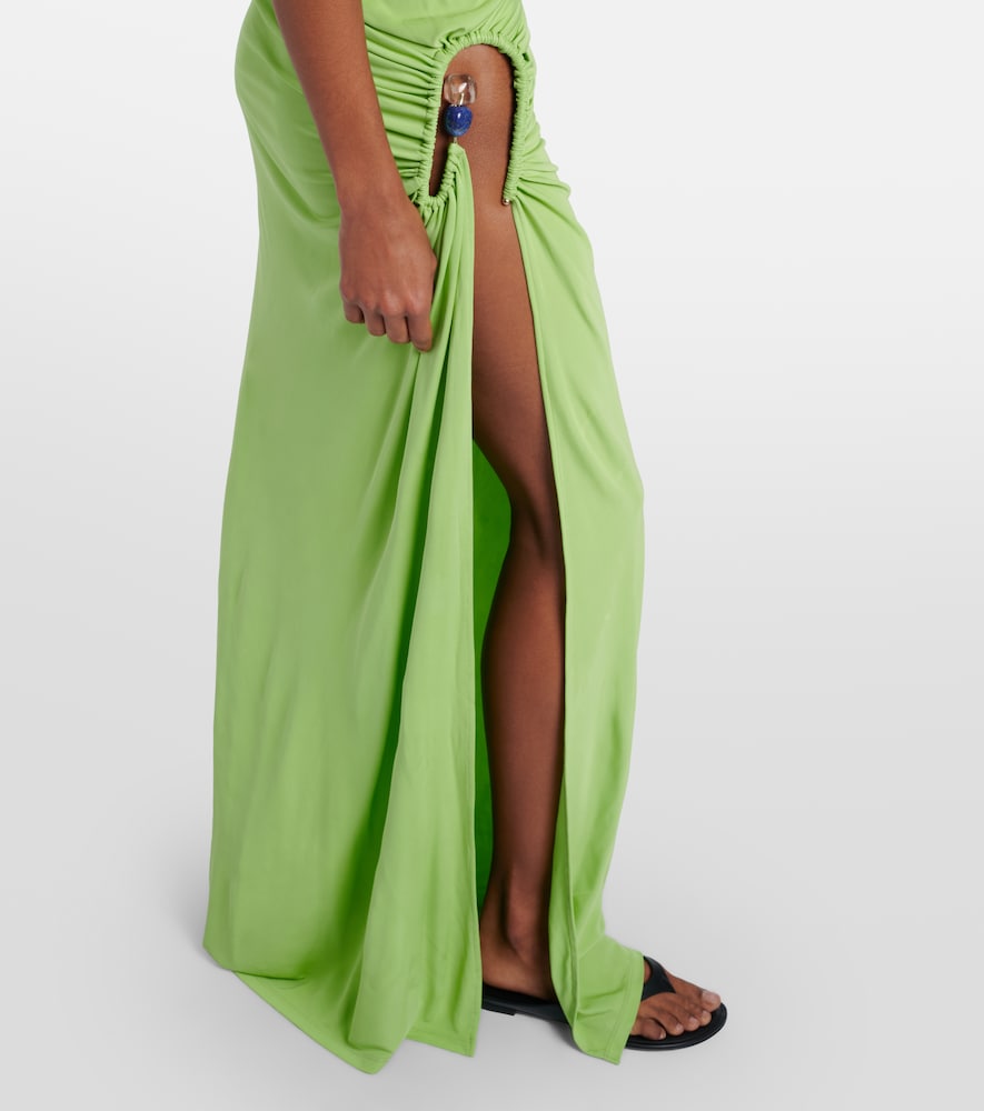 Cutout embellished draped maxi dress