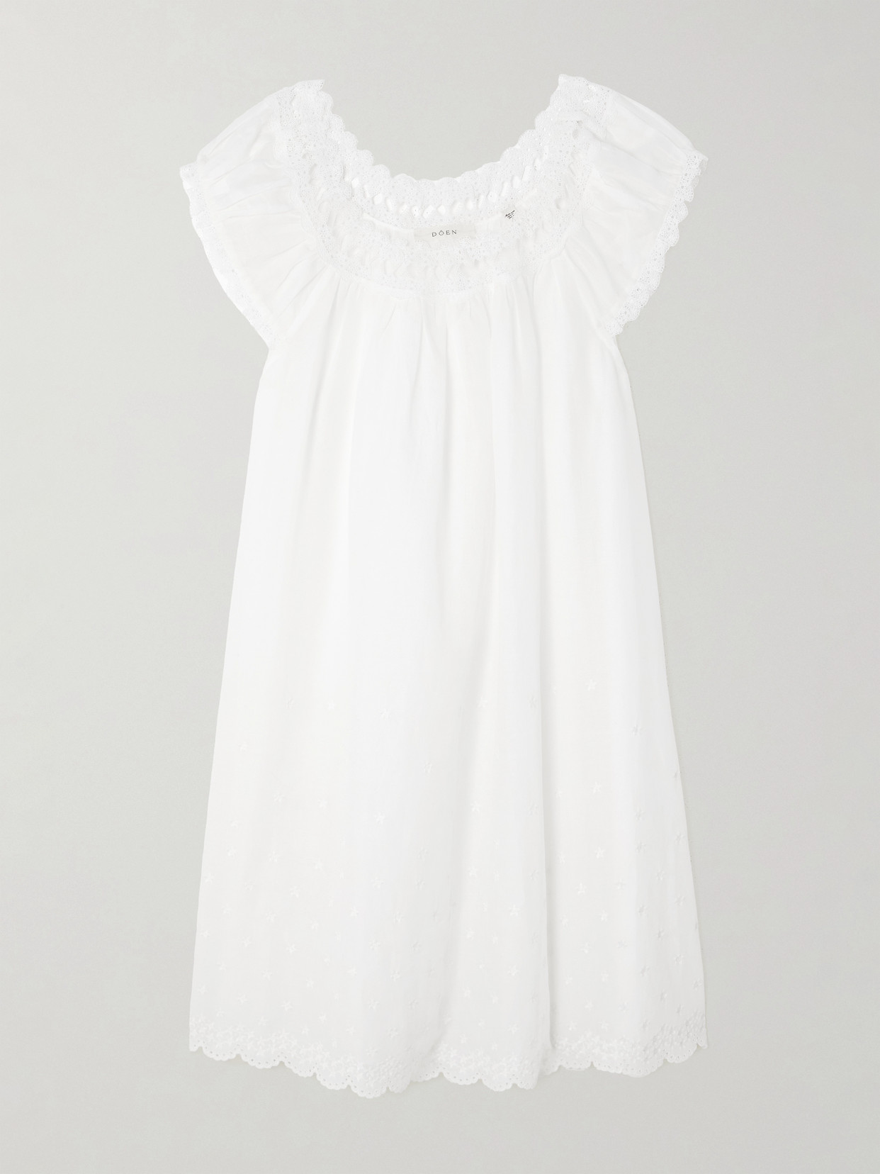 Lelia Embroidered Lace-trimmed Organic Cotton-voile Mini Dress