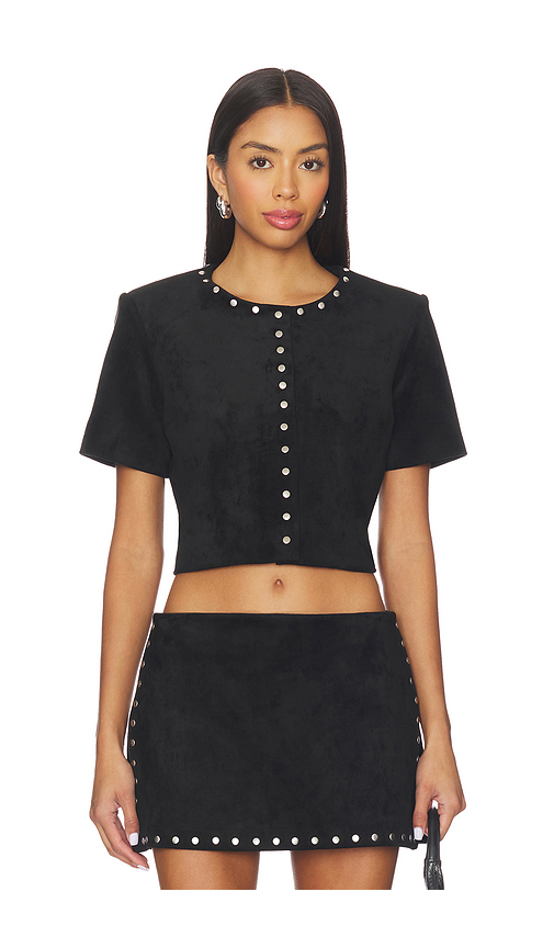 Amanda Uprichard Braswell Suede Top in Black. - XL also in L, M