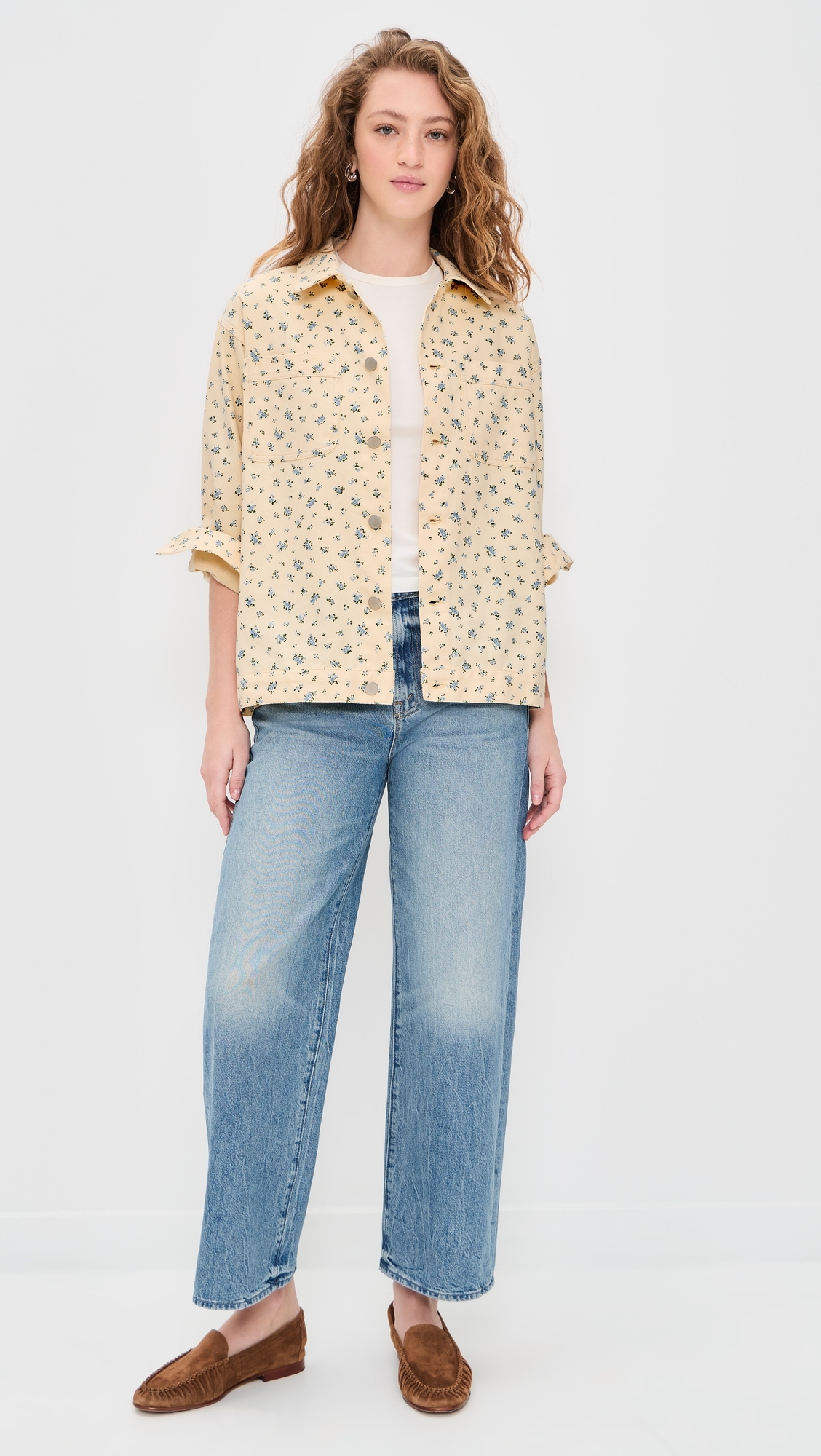 Floral Button Down Shirt Cream