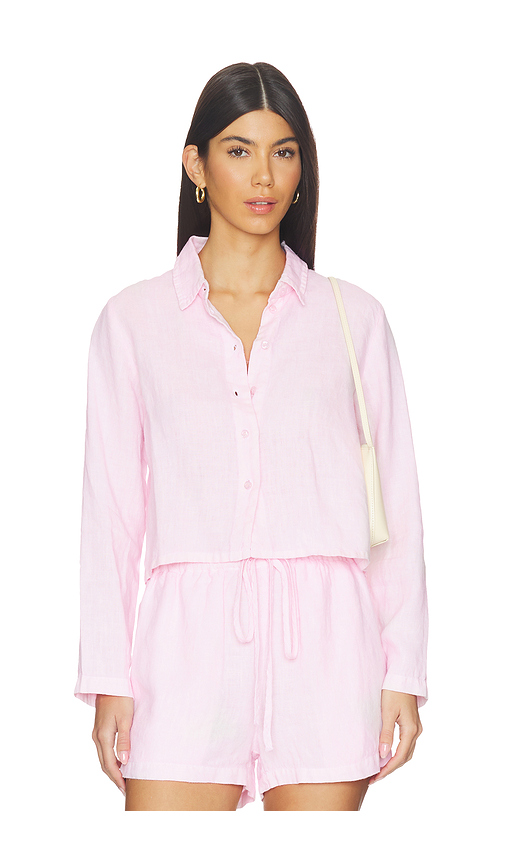 VIR VITA Paloma Linen Shirt in Pink. L. Also in M, S