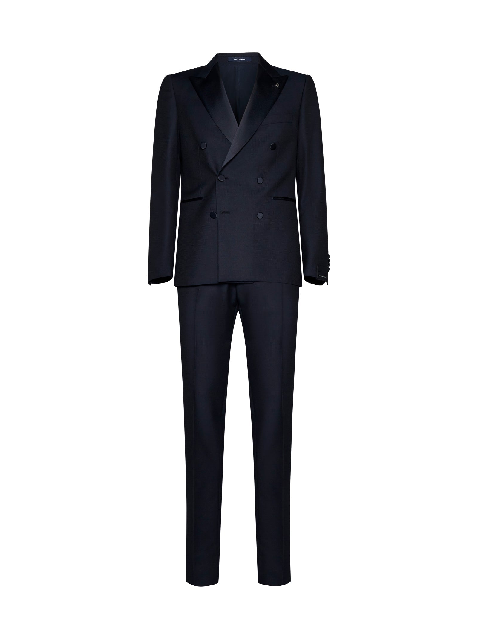 Double-Breasted Wool-Mohair Pant Suit — Blue
