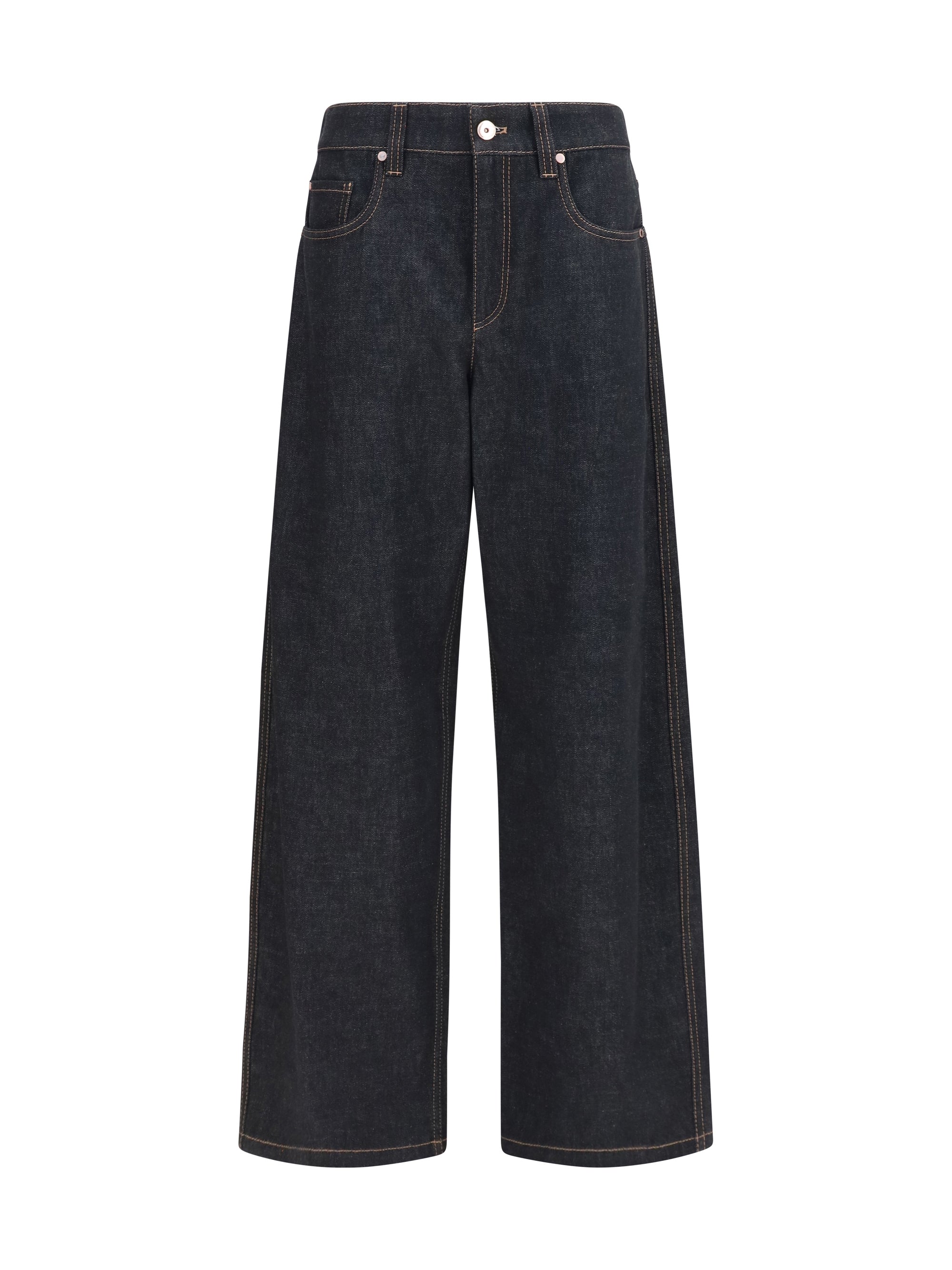 Straight-Leg Denim Jeans — Black