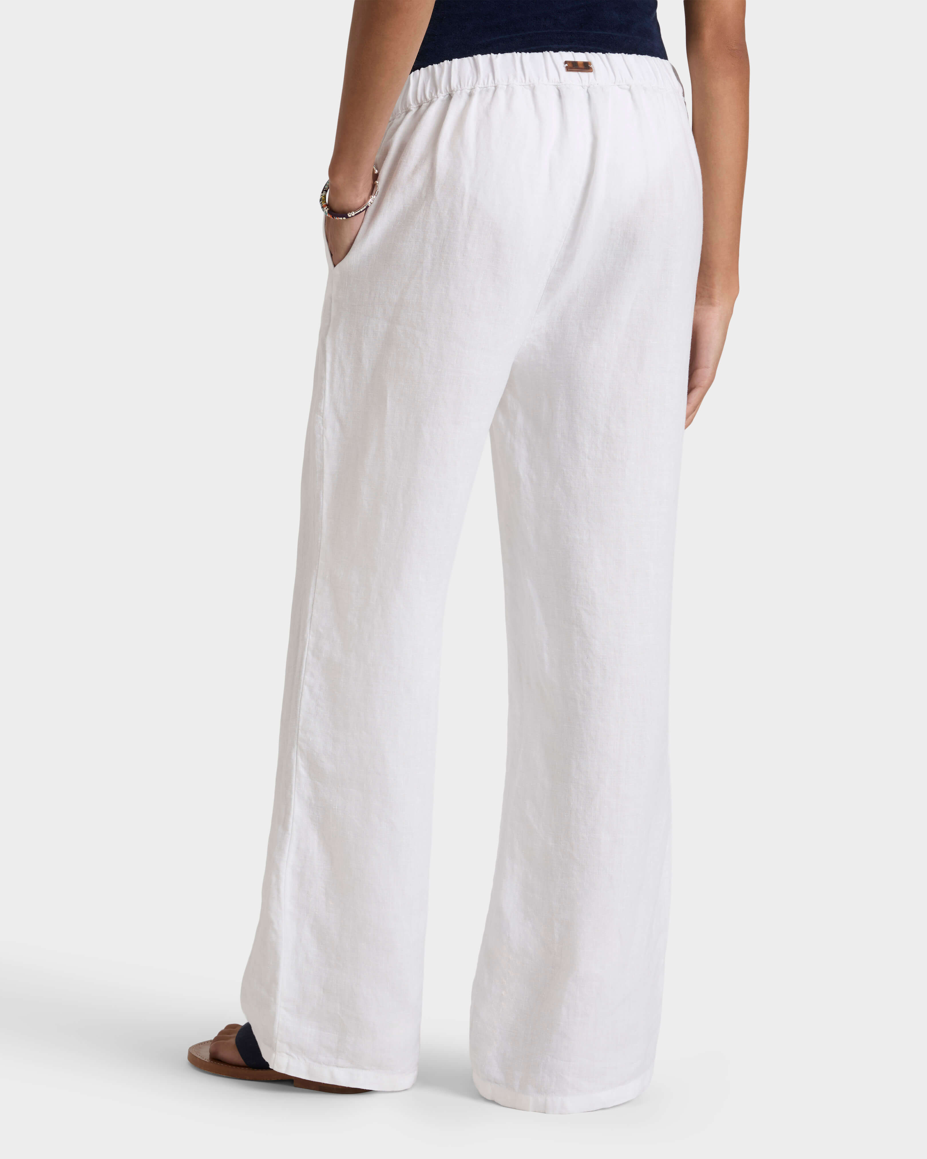 Women Linen Comfort Pants Solid - Pant - Louizon - White