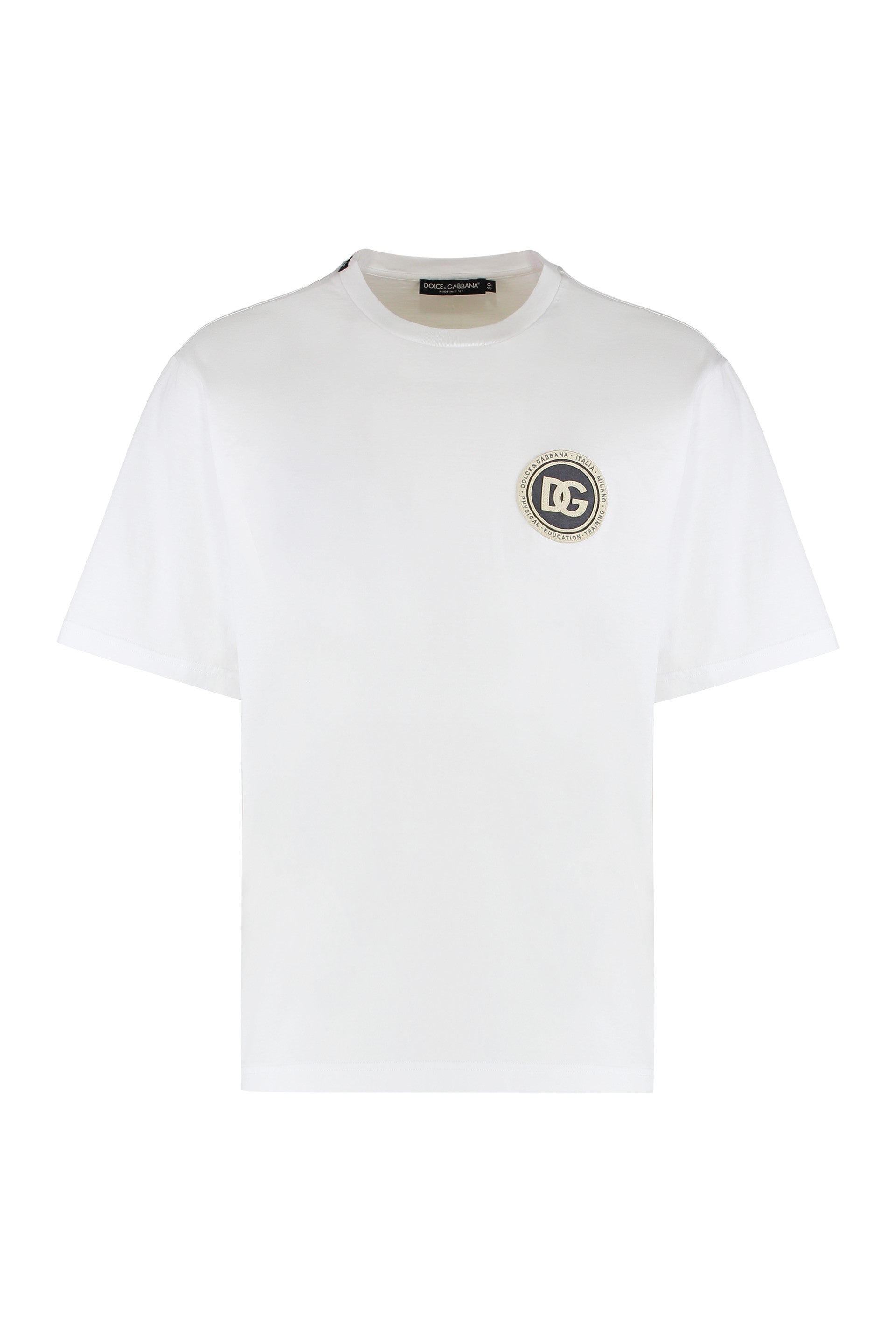 Cotton T-shirt with Chest Patch Logo, Short Sleeve