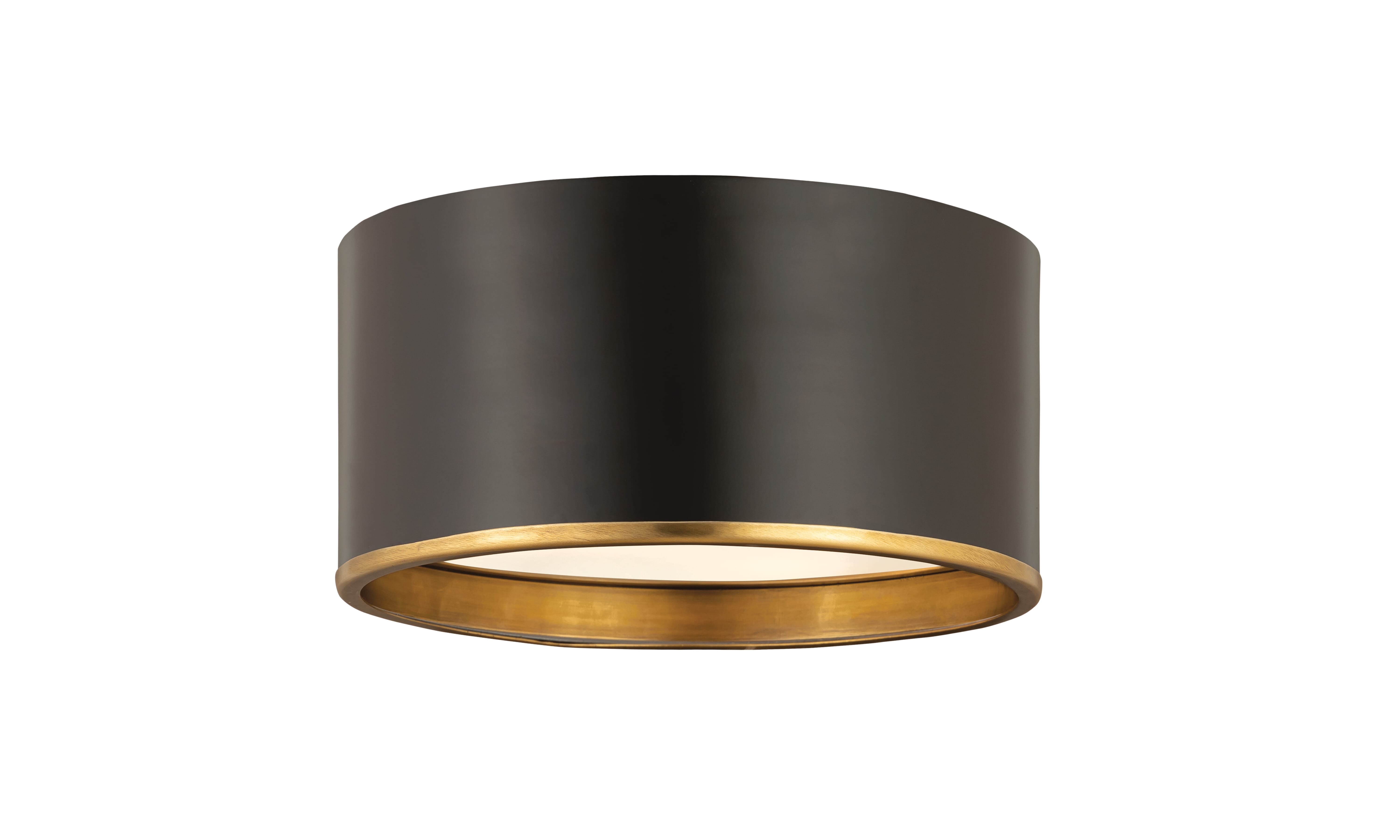 Arlo 2-Light Flush Mount Ceiling Light In Matte Black With Rubbed Bra