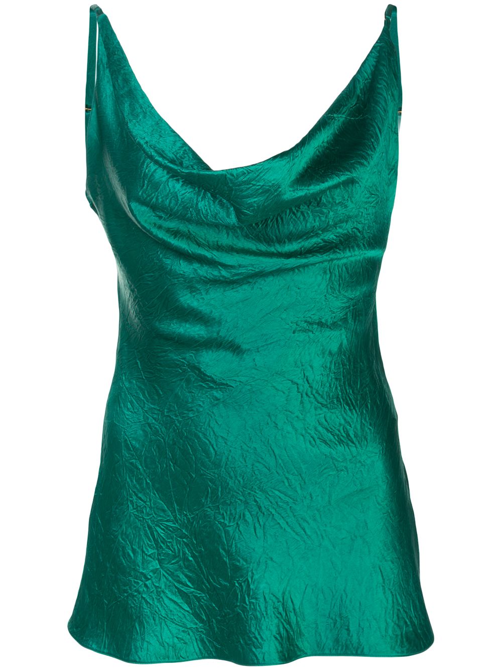 Amira crinkled-satin cami top - Green